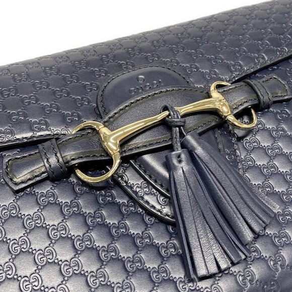 Auth GUCCI Emilie 449635 Navy Leather - Shoulder Bag - Picture 11 of 16